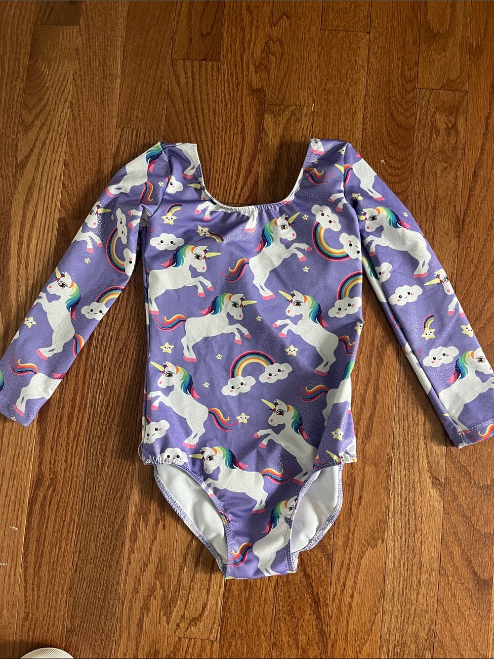 Purple Unicorn/Rainbow Long Sleeve Leotard